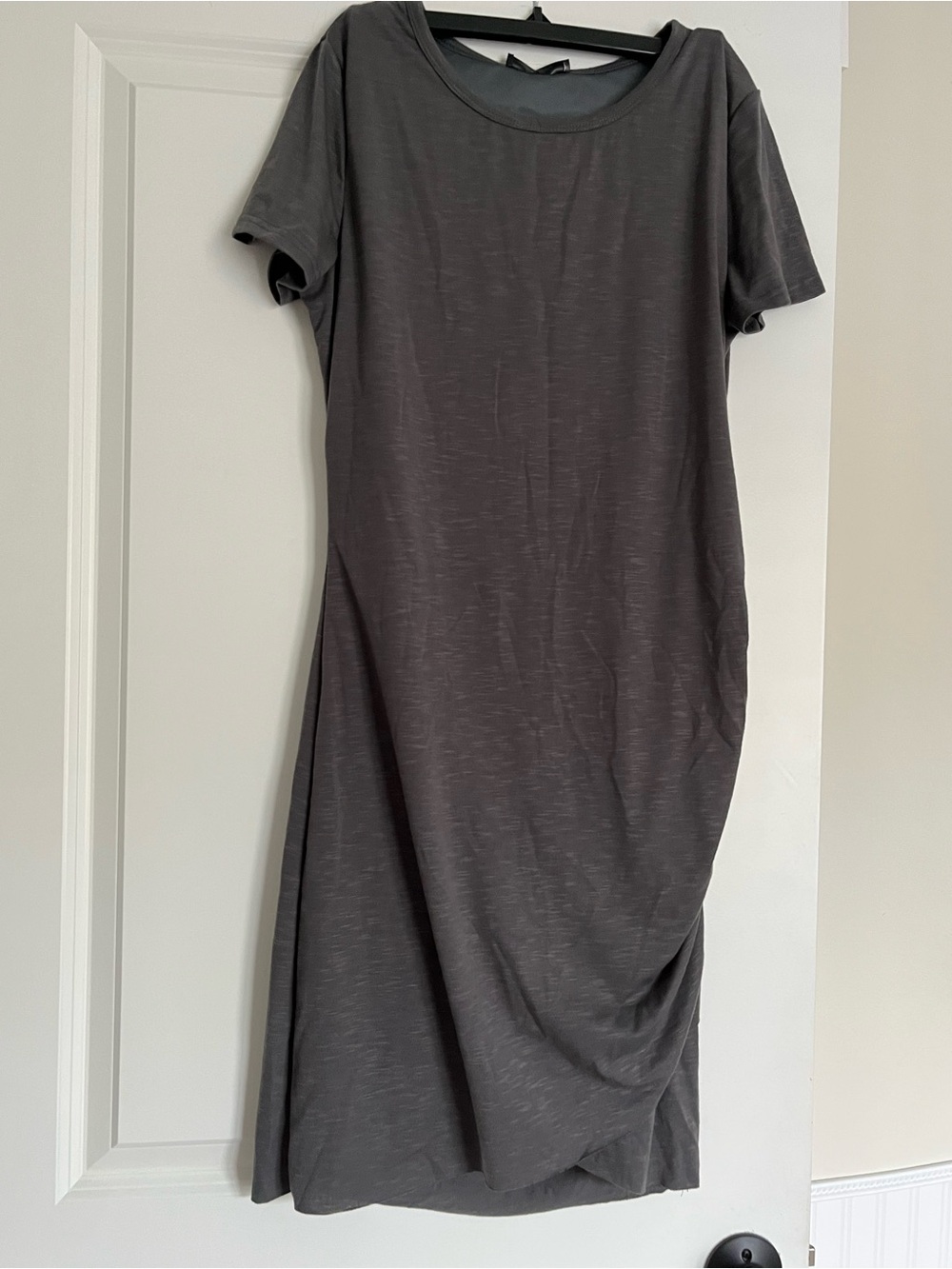 Women's Short Sleeve Gray Casual Midi Dress